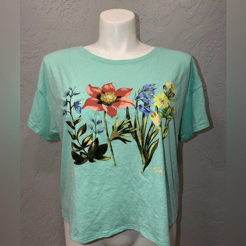 O’Neill Women’s Floral Graphic T-Shirt – Aqua / Mint Green (XL)